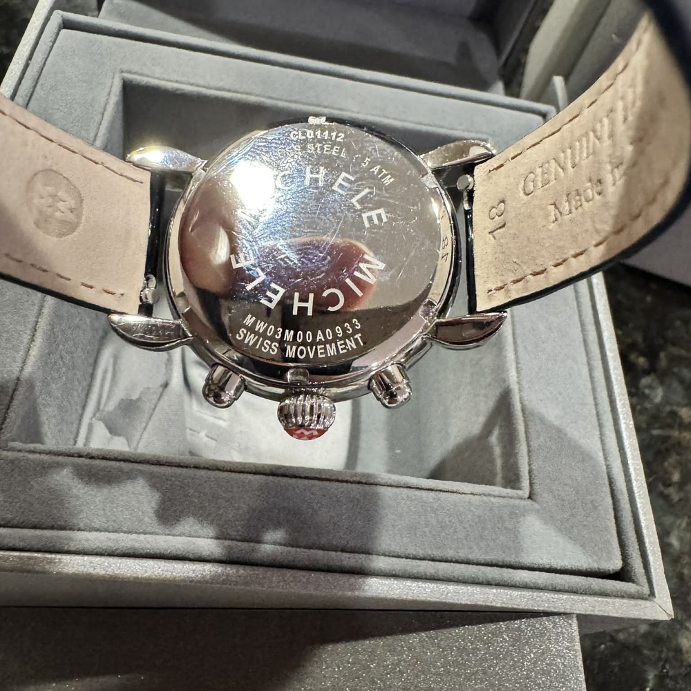 Michele Multicolor Dial Watch with Black Strap - Picture 8 of 10
